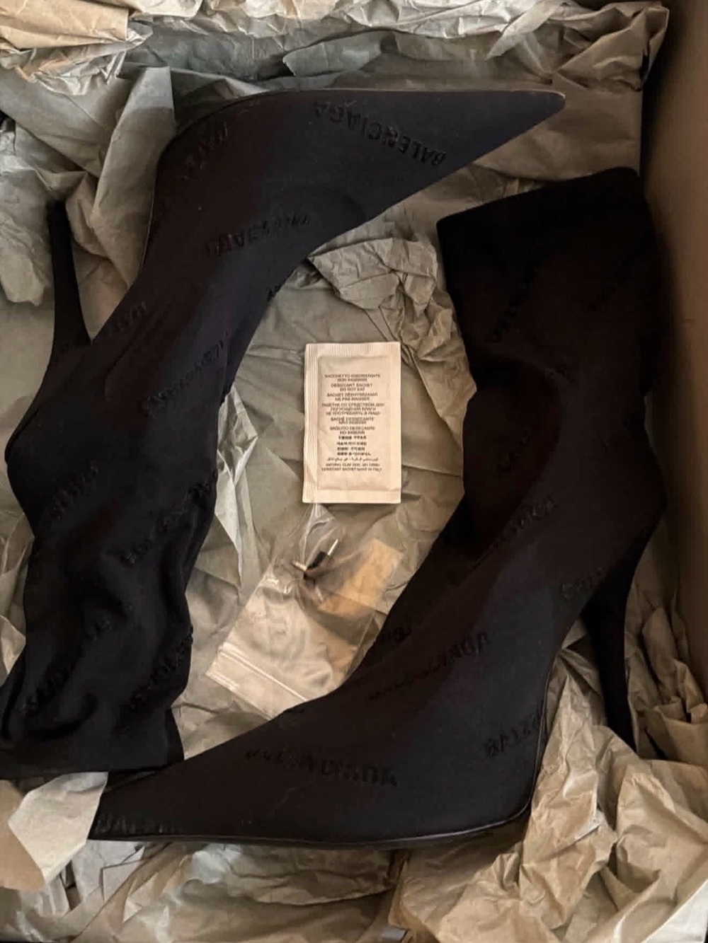 Balenciaga Black Stretch Sock Boots with Pointed Toe size 6